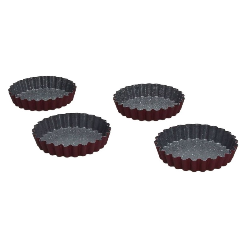 Zestaw czterech form do pieczenia Tart 10x10cm Bordowe W4444A5GGBOA