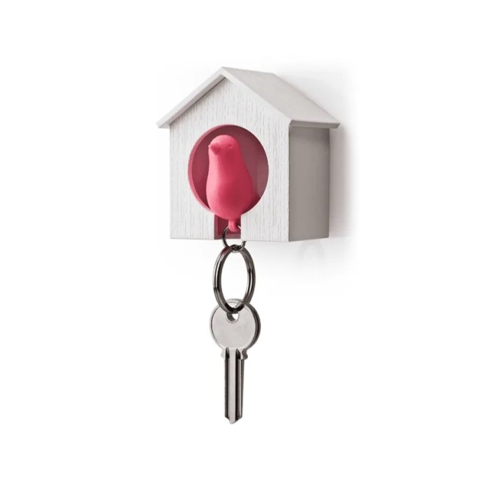 Wieszak na klucze Budka biały/różowy 10091-WH-PK