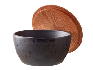 Zestaw misek kamionkowych z pokrywką 3szt. czarny 12485