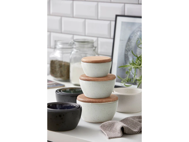 Zestaw misek kamionkowych z pokrywką 3szt. czarny 12485