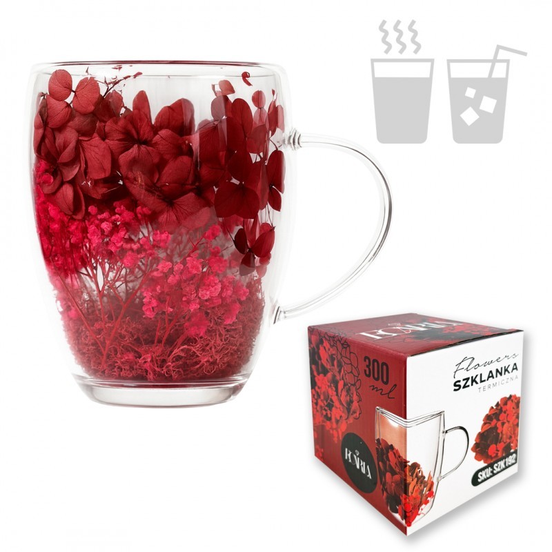 Szklanka termiczna z kwiatami w środku 300ml 1szt SZK192