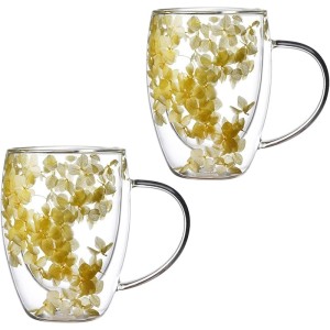 Szklanka termiczna z kwiatami w środku, hortensje 300 ml 1szt SZK153