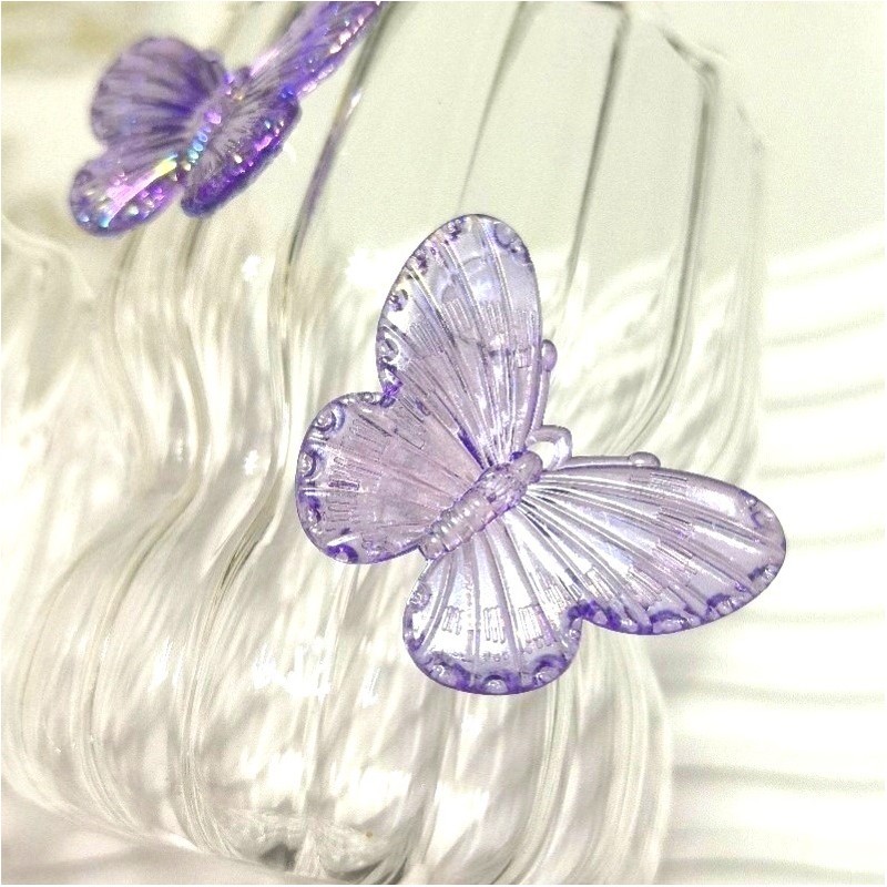 Szklanka ryflowana, z falowanymi ściankami, MOTYLKI fiolet 260 ml 1szt SZK162