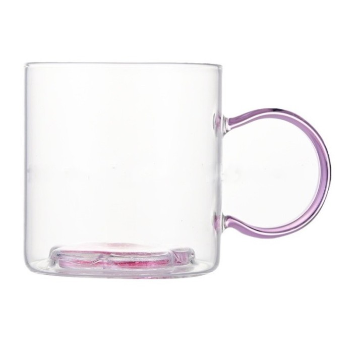 Szklanka termiczna z brokatowtym kwiatkiem w środku 250 ml - SZK143