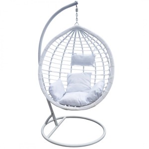 Fotel wiszący huśtawka kokon z poduszkami biały - KR36