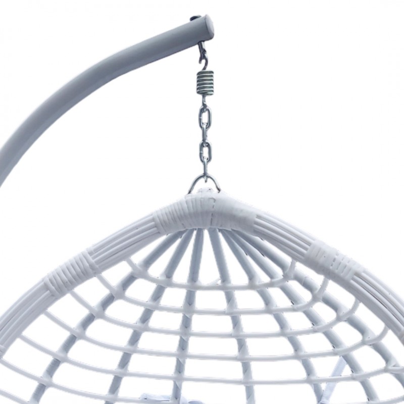 Fotel wiszący huśtawka kokon z poduszkami biały - KR36