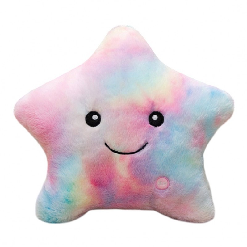 Poduszka w kształcie Gwiazdki Róż Ombre LED, piękna welurowa 40x35 cm PDS20