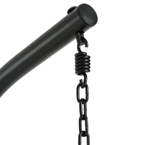 Fotel wiszący huśtawka, kokon składany szary z beżowymi poduszkami KR37SZ