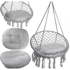 Fotel wiszący bocianie gniazdo hamak BOHO, huśtawka z poduszką Szara KR33SZ
