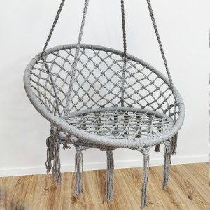 Fotel wiszący bocianie gniazdo hamak BOHO, huśtawka z poduszką Szara KR33SZ