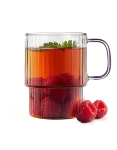 Dwie szklanki ryflowane z różowym uchem 350ml Livio 1821