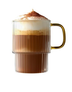 Dwie szklanki ryflowane z żółtym uchem 350ml Livio 1838