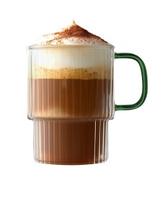 Dwie szklanki ryflowane z zielonym uchem 350ml Livio 1807