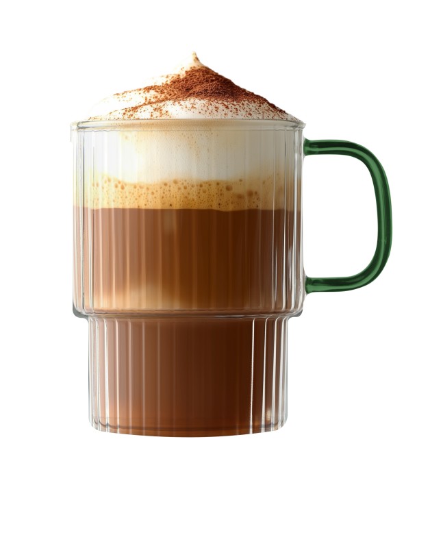 Dwie szklanki ryflowane z zielonym uchem 350ml Livio 1807