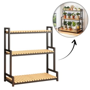 Kwietnik, regał, stojak na kwiaty 3 poziomowy, 80 x 40 x 95cm, czarny SZ46CZ