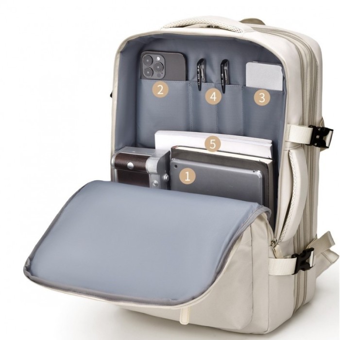 Plecak podróżny, kabinowy do samolotu, wodoodporny z USB, 44x30x16/26cm PL175