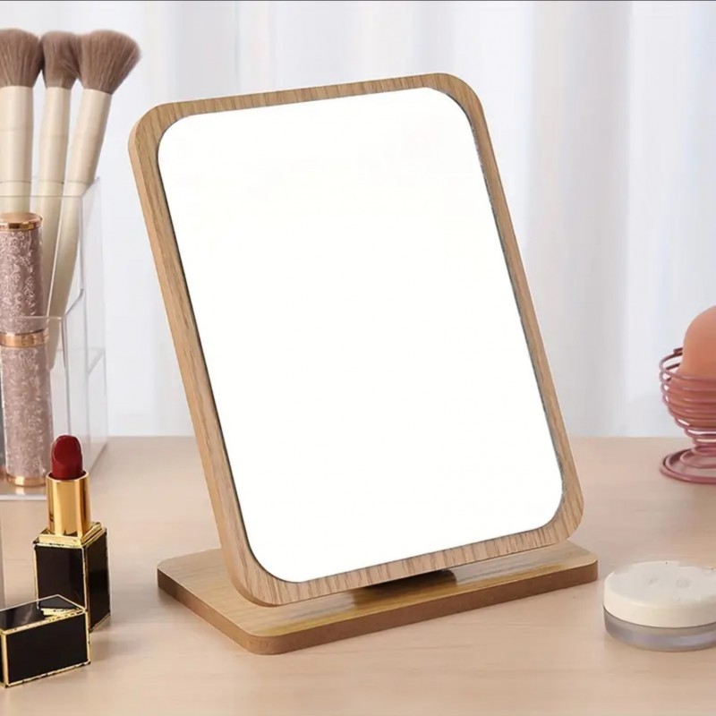 Lusterko kosmetyczne stojące drewniane prostokątne 21 x 16 cm L8BR