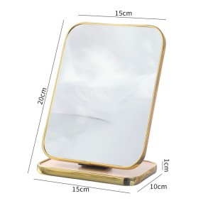 Lusterko kosmetyczne stojące drewniane, prostokątne, złota ramka 15 x 20cm L19