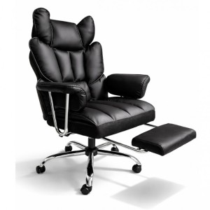 Fotel biurowy obrotowy RELAX PRO z podnóżkiem - ecoskóra czarny KO50CZ