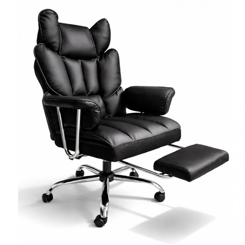 Fotel biurowy obrotowy RELAX PRO z podnóżkiem - ecoskóra czarny KO50CZ