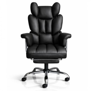 Fotel biurowy obrotowy RELAX PRO z podnóżkiem - ecoskóra czarny KO50CZ