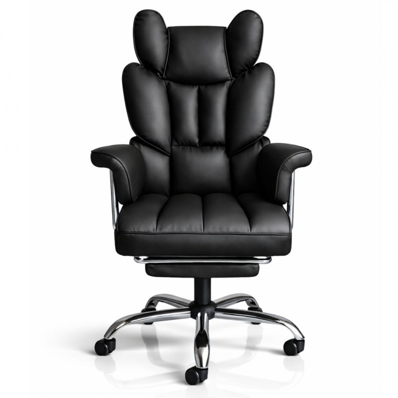 Fotel biurowy obrotowy RELAX PRO z podnóżkiem - ecoskóra czarny KO50CZ