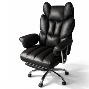 Fotel biurowy obrotowy RELAX PRO z podnóżkiem - ecoskóra czarny KO50CZ