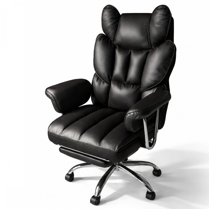 Fotel biurowy obrotowy RELAX PRO z podnóżkiem - ecoskóra czarny KO50CZ