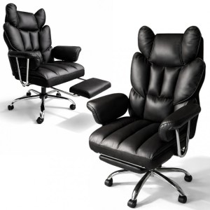 Fotel biurowy obrotowy RELAX PRO z podnóżkiem - ecoskóra czarny KO50CZ