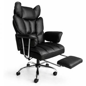 Fotel biurowy obrotowy RELAX PRO z podnóżkiem - ecoskóra czarny KO50CZ