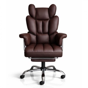 Fotel biurowy obrotowy RELAX PRO z podnóżkiem - ecoskóra brązowy ciemny KO50BR