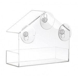 Karmnik, domek dla ptaków z przyssawkami do okna, transparentny PT04