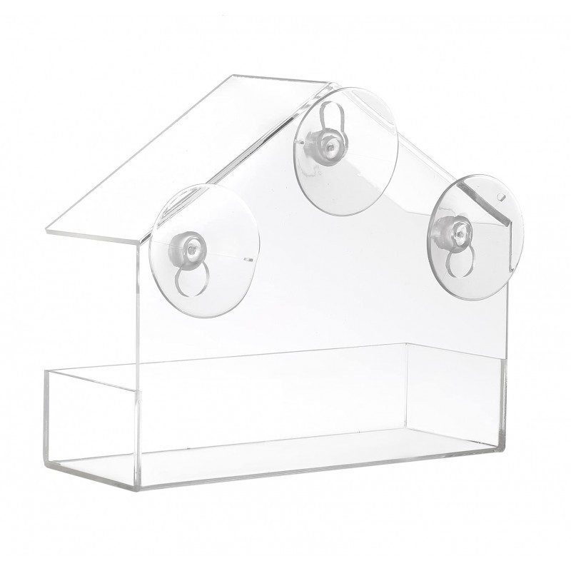 Karmnik, domek dla ptaków z przyssawkami do okna, transparentny PT04