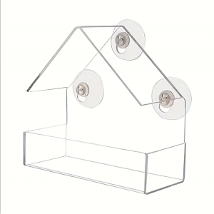 Karmnik, domek dla ptaków z przyssawkami do okna, transparentny PT04