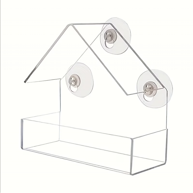 Karmnik, domek dla ptaków z przyssawkami do okna, transparentny PT04