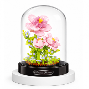 Kwiaty Hibiskus z klocków konstrukcyjnych pod kopułą, róż, 543 el. +12 lat KL04