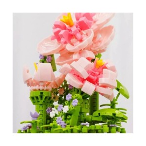 Kwiaty Hibiskus z klocków konstrukcyjnych pod kopułą, róż, 543 el. +12 lat KL04