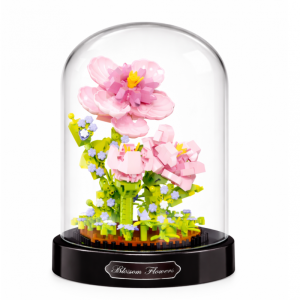 Kwiaty Hibiskus z klocków konstrukcyjnych pod kopułą, róż, 543 el. +12 lat KL04