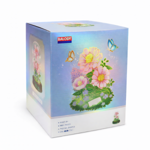 Kwiaty Hibiskus z klocków konstrukcyjnych pod kopułą, róż, 543 el. +12 lat KL04