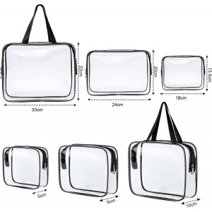 Zestaw kosmetyczek 3w1, transparentne 3 rozmiary, wodoodporne Czerń KS154