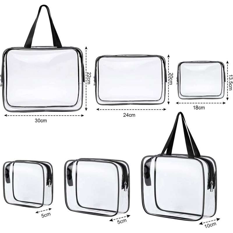 Zestaw kosmetyczek 3w1, transparentne 3 rozmiary, wodoodporne Czerń KS154