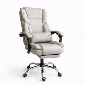 Fotel biurowy obrotowy SKYLINE z podnóżkiem - kremowa ekoskóra KO51K