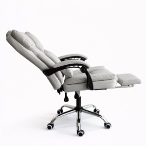 Fotel biurowy obrotowy SKYLINE z podnóżkiem - kremowa ekoskóra KO51K