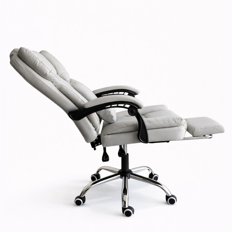 Fotel biurowy obrotowy SKYLINE z podnóżkiem - kremowa ekoskóra KO51K