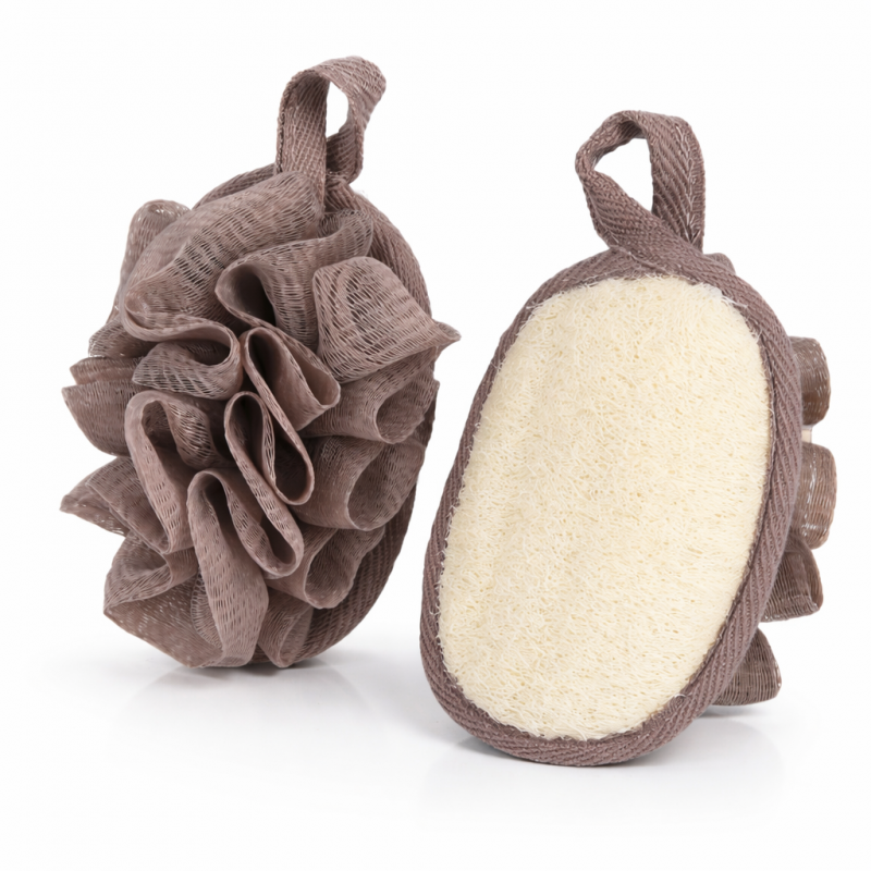 Dwustronna Gąbka do mycia ciała na mokro 14cm delikatny peeling GB20