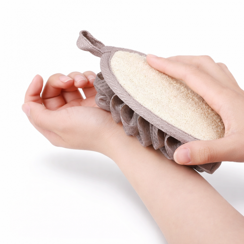 Dwustronna Gąbka do mycia ciała na mokro 14cm delikatny peeling GB20