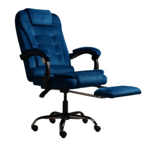 Fotel obrotowy BOSS z podnóżkiem i z masażerem - NIEBIESKI WELUR KO22NW-MAT