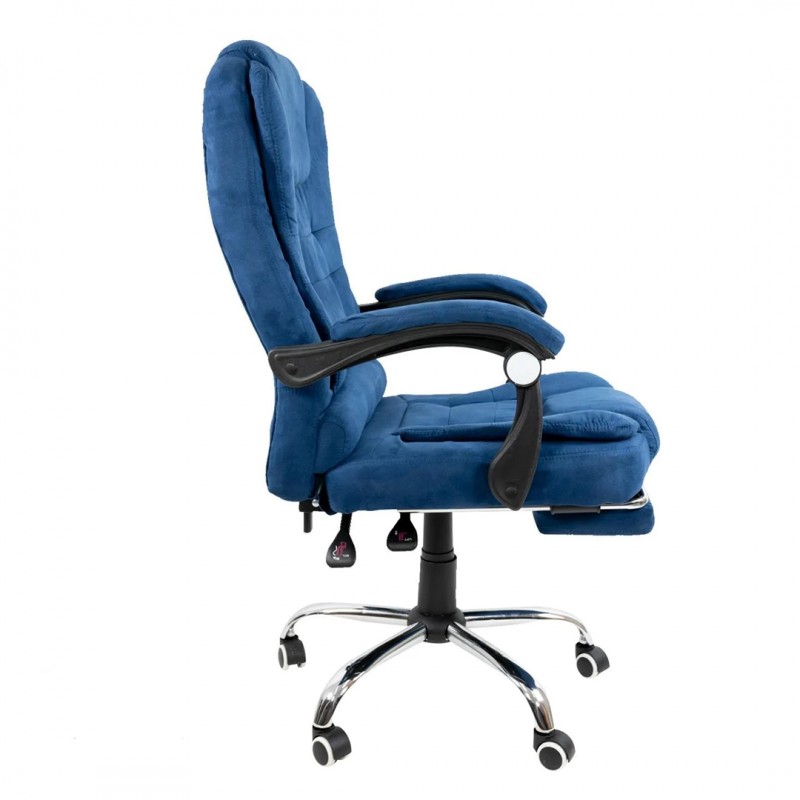 Fotel obrotowy BOSS z podnóżkiem i z masażerem - NIEBIESKI WELUR KO22NW-MAT