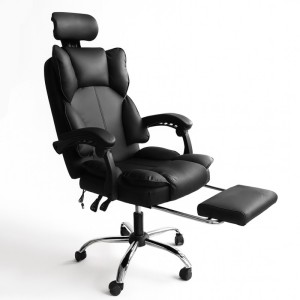 Fotel biurowy obrotowy Directo z podnóżkiem - czarny ecoskóra KO49CZ