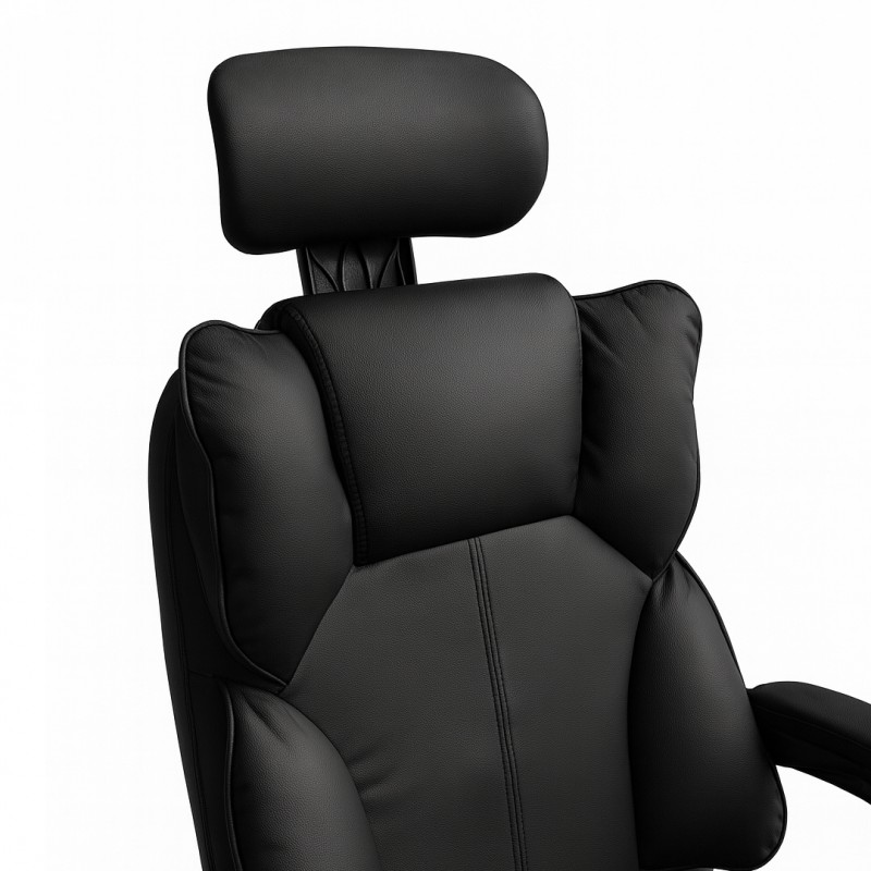 Fotel biurowy obrotowy Directo z podnóżkiem - czarny ecoskóra KO49CZ